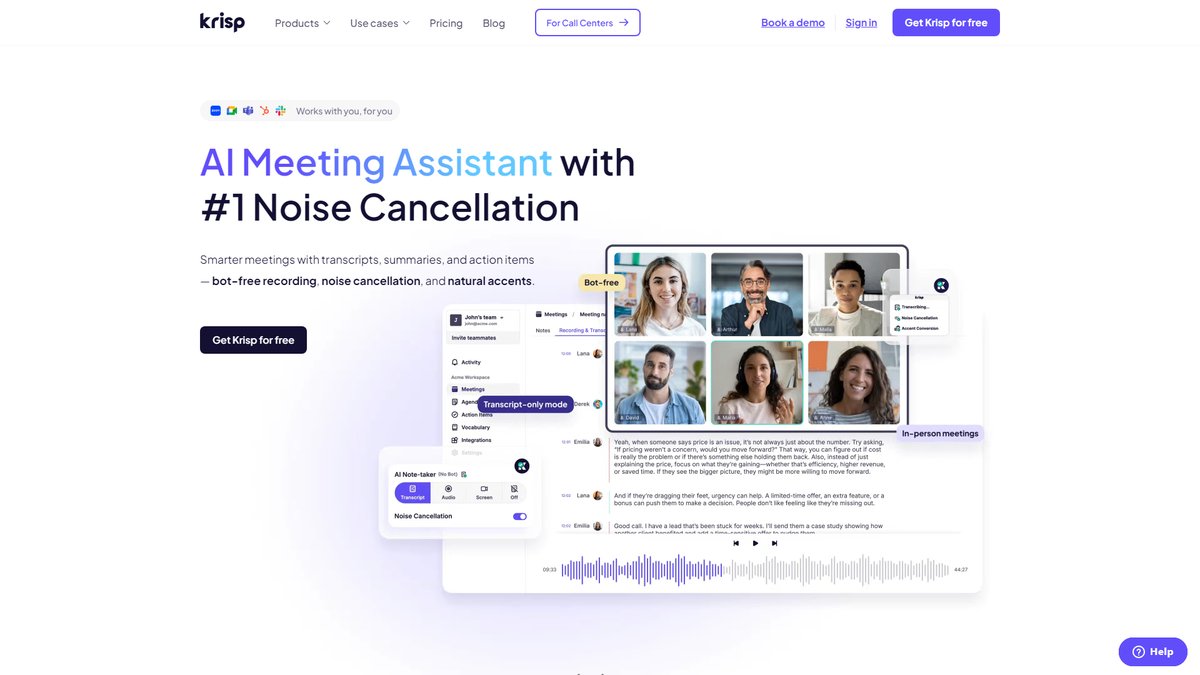 智人AI工具导航 - Krisp.ai | AI噪音消除会议助手