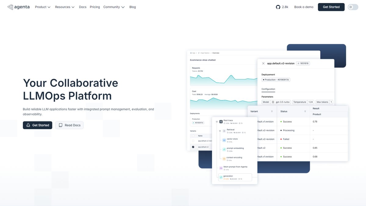 智人AI工具导航 - Agenta.ai | 开源LLMOps平台助力团队构建可靠LLM应用