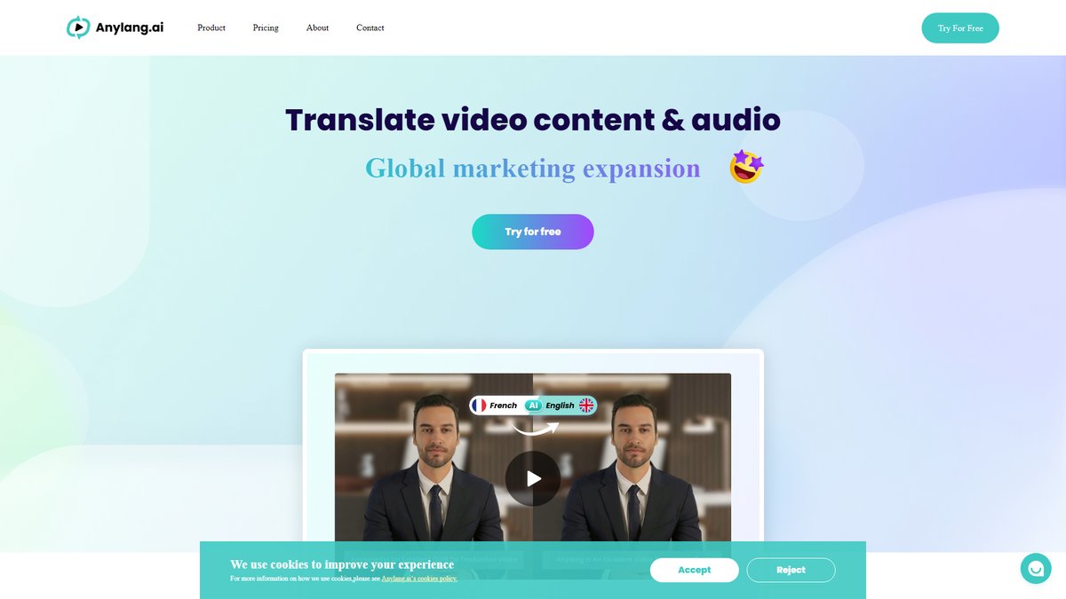 智人AI工具导航 - Anylang.ai | AI视频翻译神器助力全球化