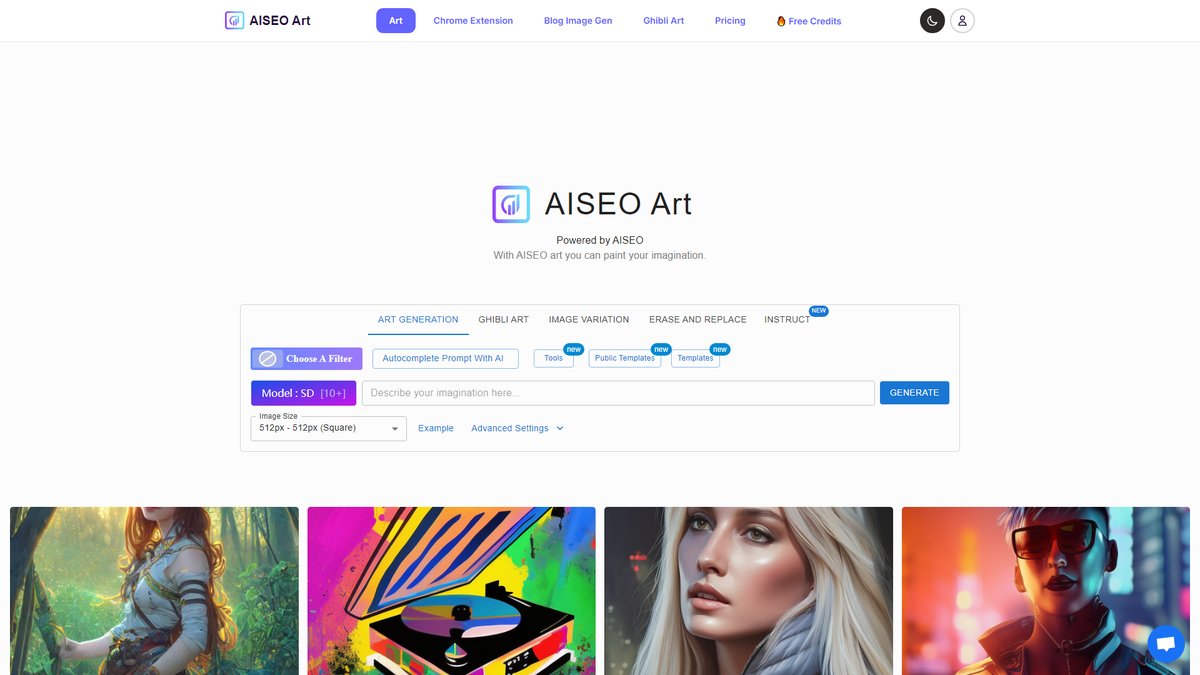 智人AI工具导航 - AISEO Art | 低价AI艺术生成器,5秒创作