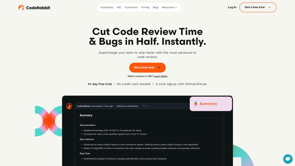 智人AI工具导航 - CodeRabbit | 最先进AI代码审查平台