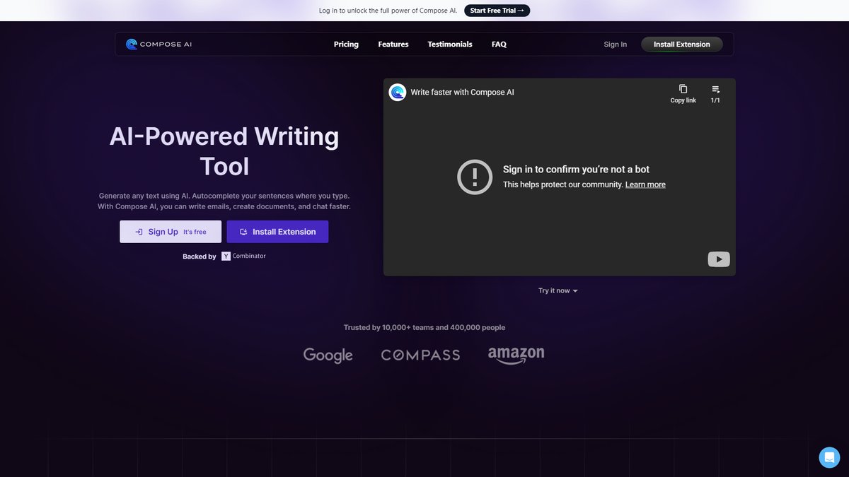 智人AI工具导航 - Compose AI | Chrome写作效率加速器