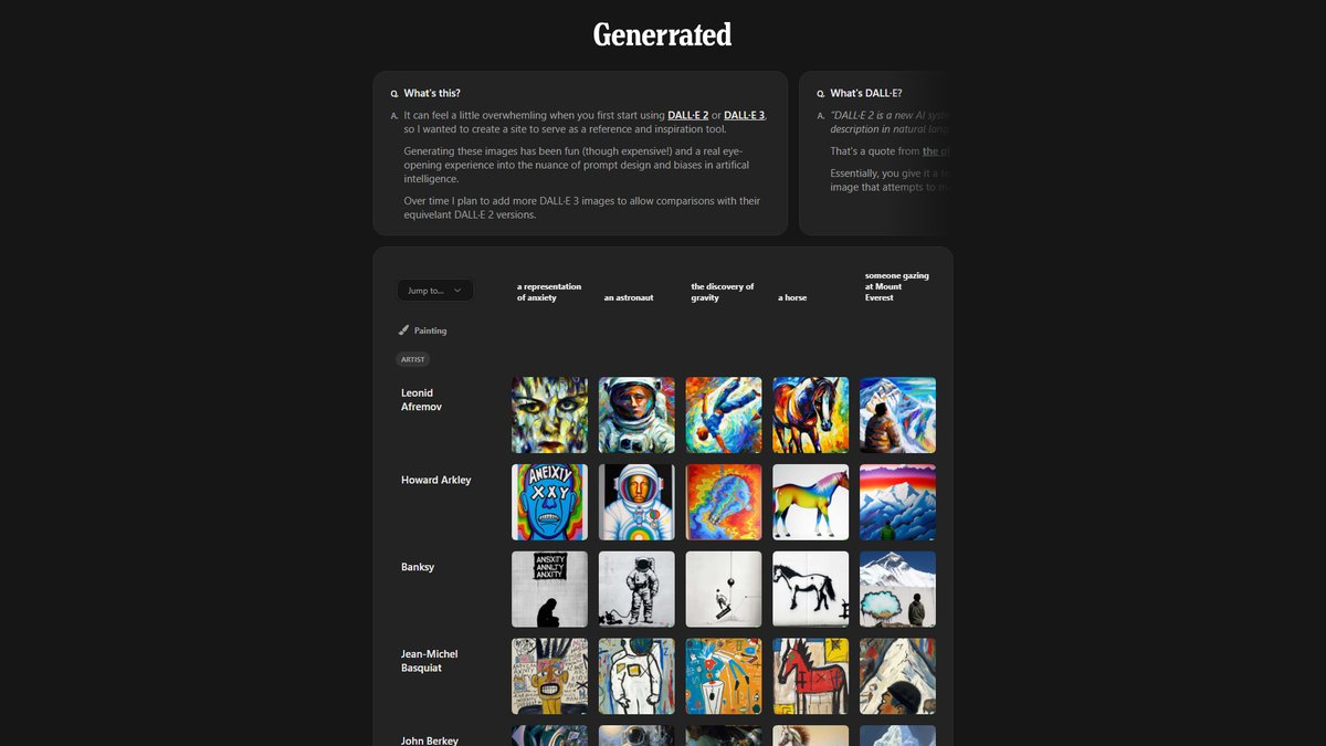 智人AI工具导航 - Generrated | DALL·E提示词参考库