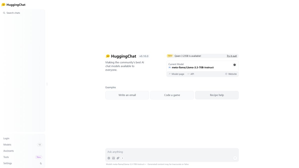 智人AI工具导航 - HuggingChat | 免费开源ChatGPT替代品