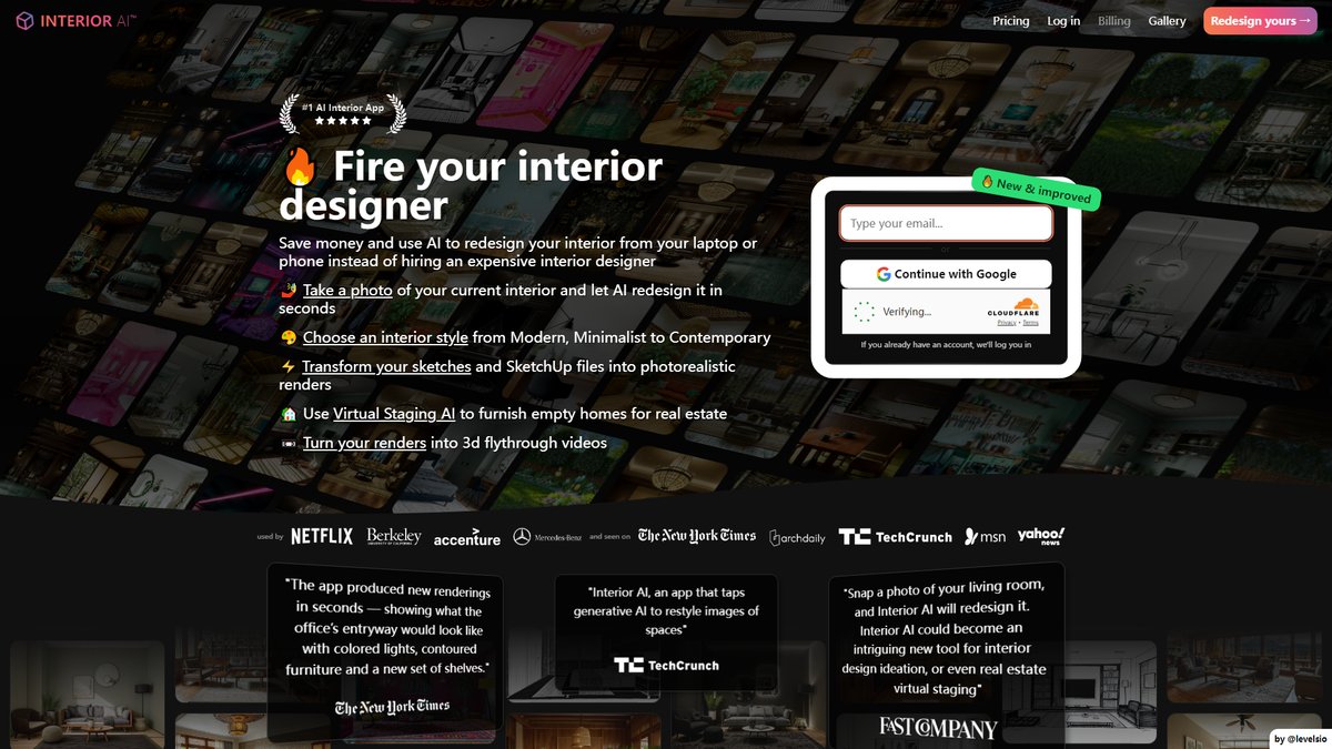智人AI工具导航 - InteriorAI | AI室内设计虚拟装修工具