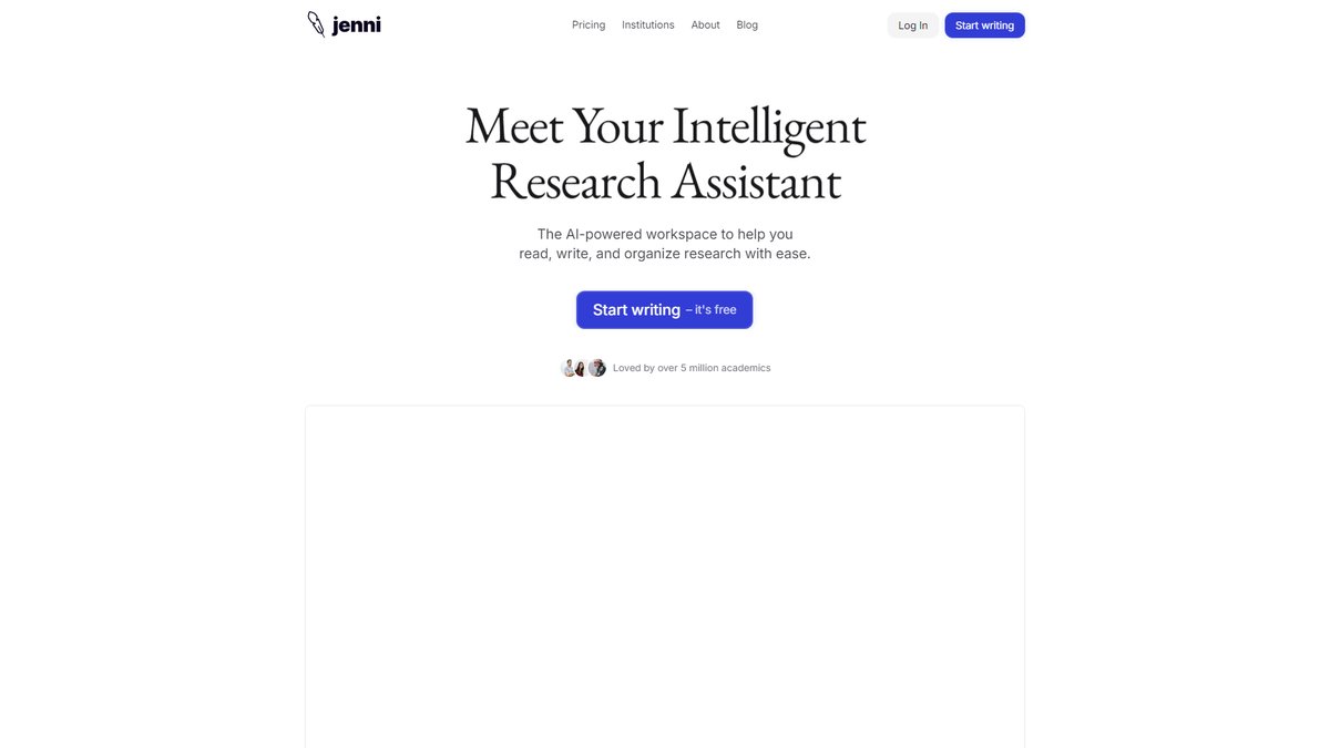 智人AI工具导航 - Jenni AI | 专业学术写作AI助手