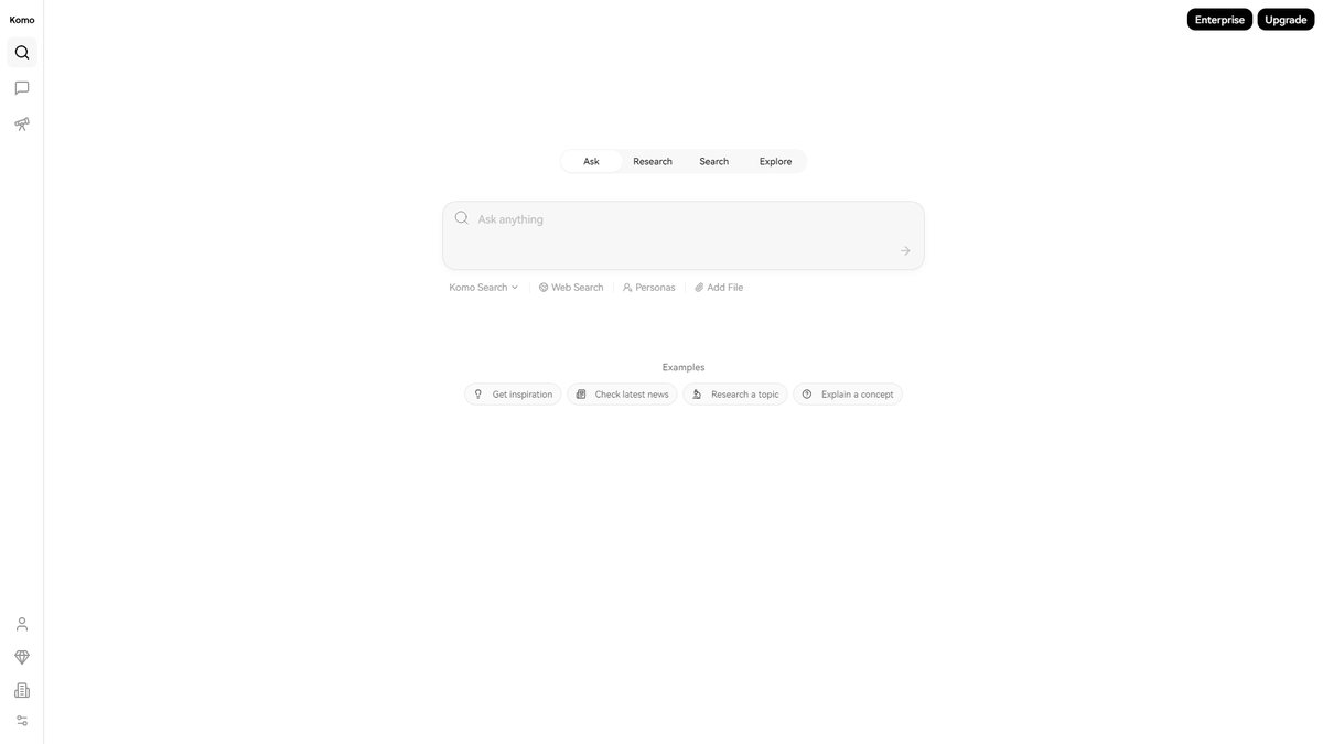 智人AI工具导航 - Komo.ai | 免费AI搜索引擎隐私保护专家