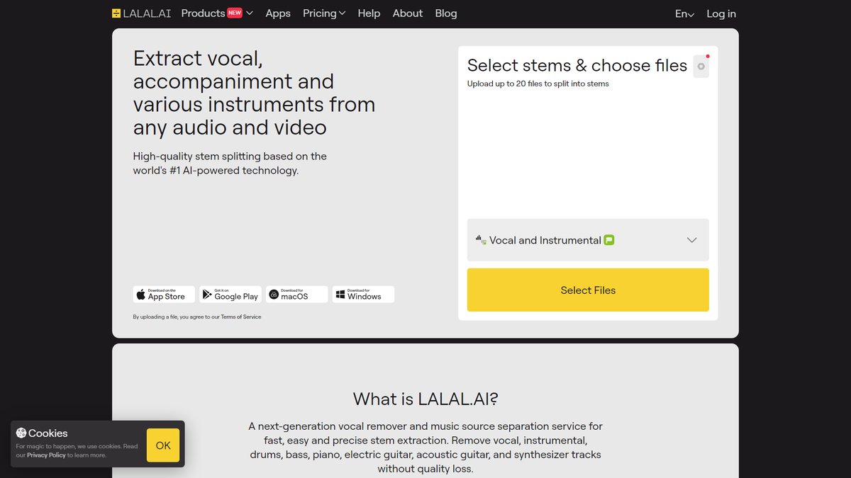 智人AI工具导航 - LALAL.AI | 革命性AI音频分离与人声去除专业工具