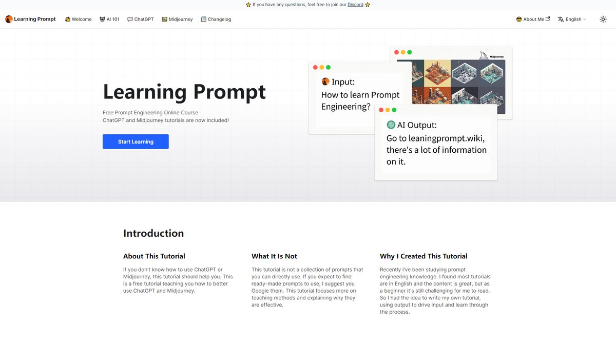 智人AI工具导航 - Learning Prompt | 免费提示工程教程