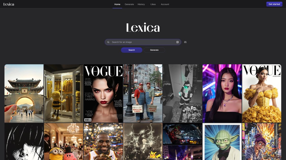 智人AI工具导航 - Lexica | AI艺术生成与图像搜索引擎