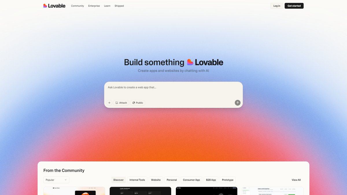 智人AI工具导航 - Lovable.dev | AI全栈开发平台