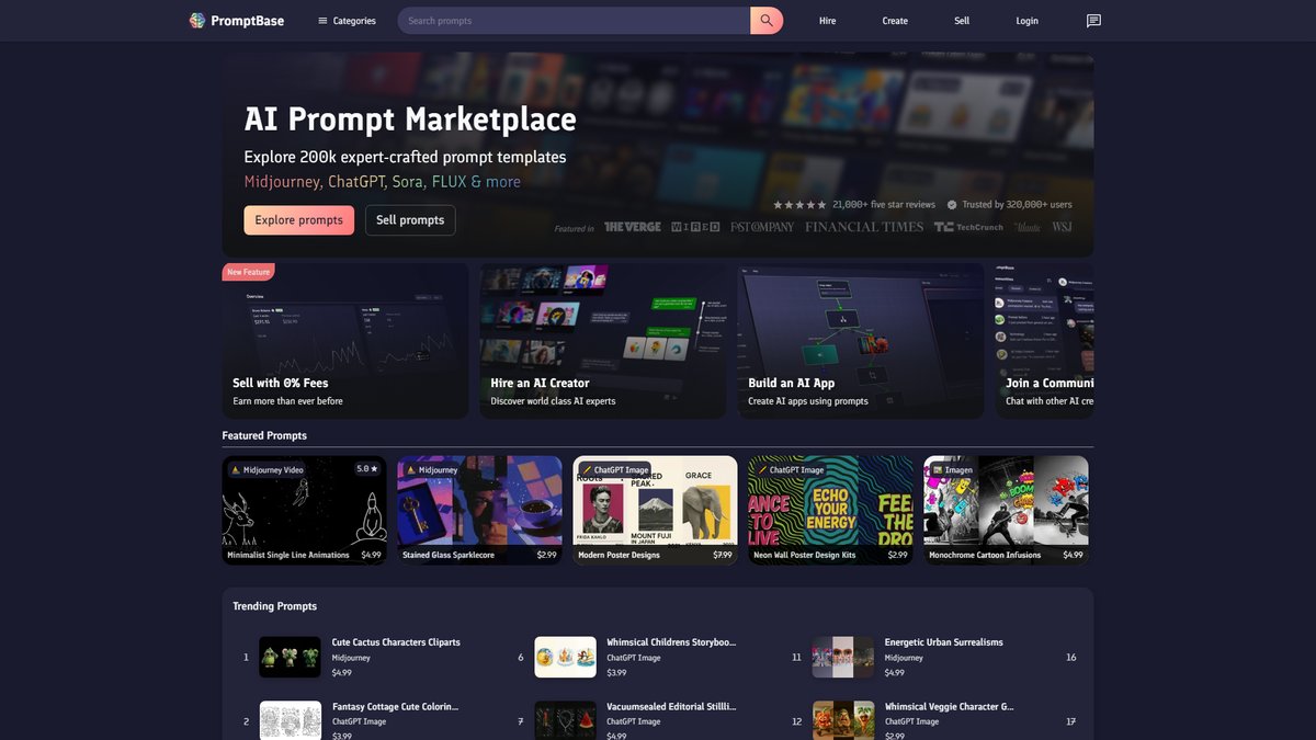 智人AI工具导航 - PromptBase | 全球首个AI提示词市场平台