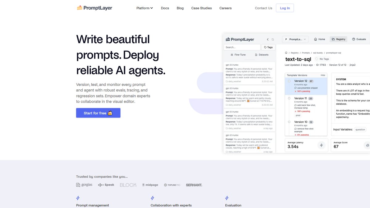 智人AI工具导航 - PromptLayer | 可视化prompt工程管理平台