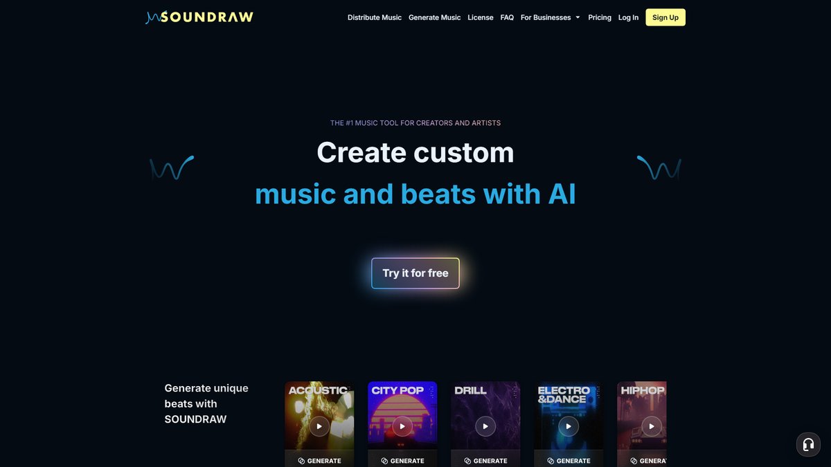 智人AI工具导航 - Soundraw | 专业AI音乐编辑与定制化创作平台