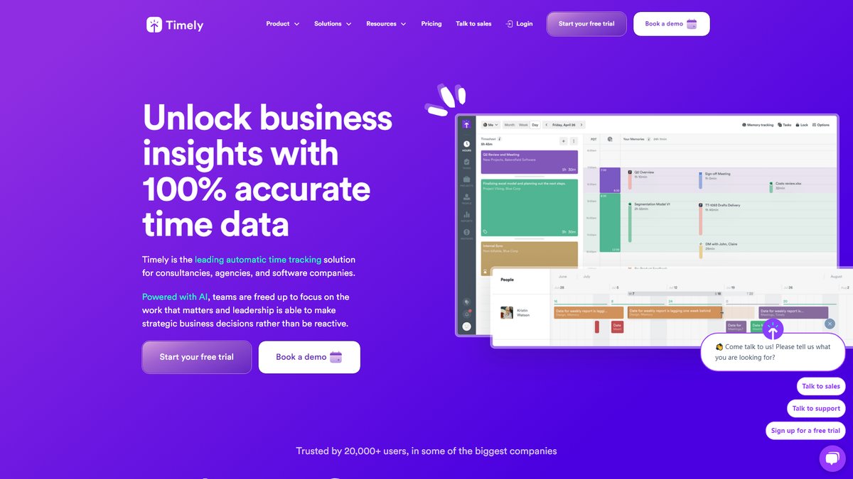 智人AI工具导航 - Timely | AI自动时间跟踪管理软件