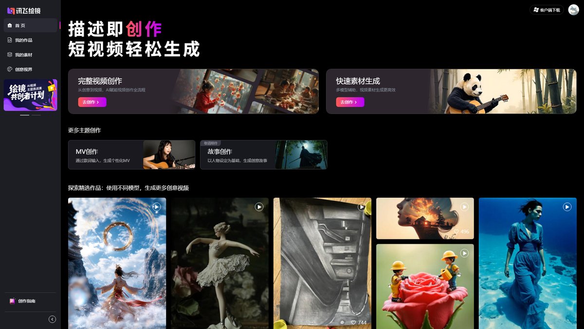智人AI工具导航 - 讯飞绘镜 | 免费AI视频创作平台