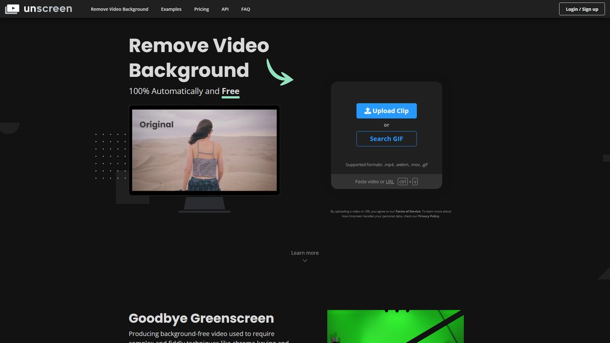 智人AI工具导航 - Unscreen | AI视频背景移除工具无绿幕自动处理