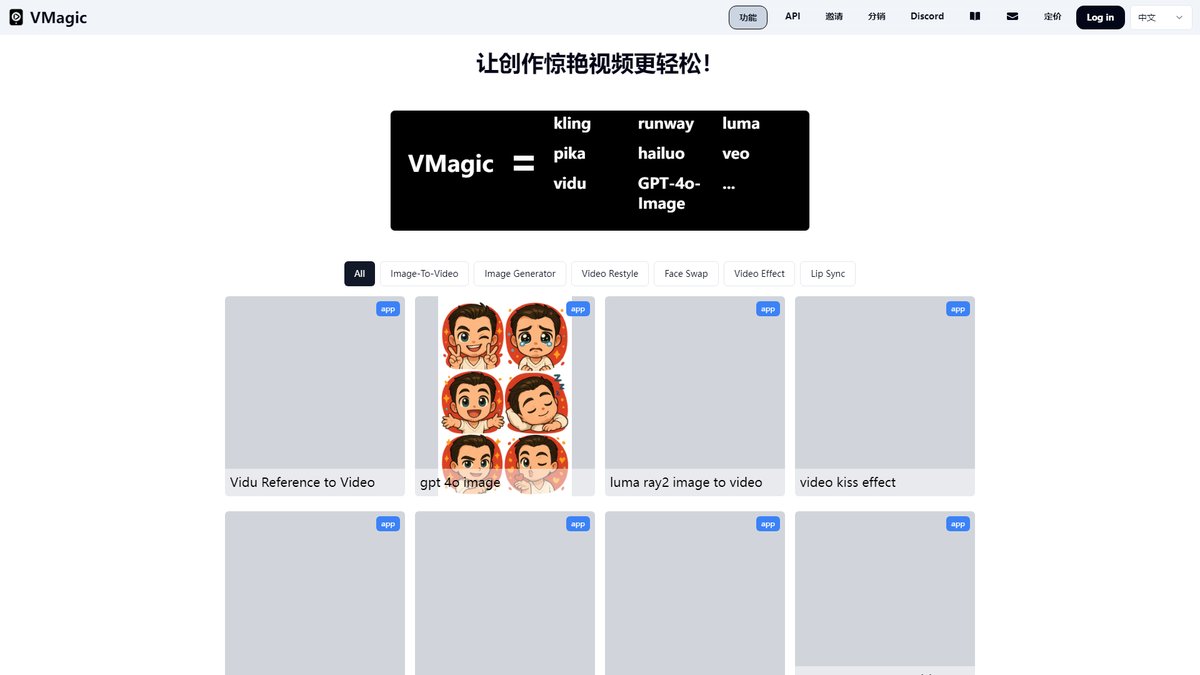 智人AI工具导航 - VMagic AI | 多功能AI视频创作与人脸替换平台