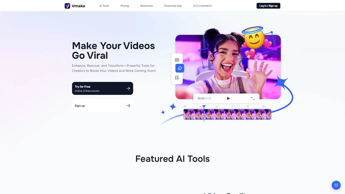智人AI工具导航 - Vmake AI | AI视频图像编辑神器