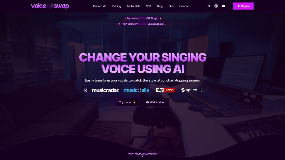 智人AI工具导航 - Voice-Swap | 专业AI歌声转换与音乐制作平台