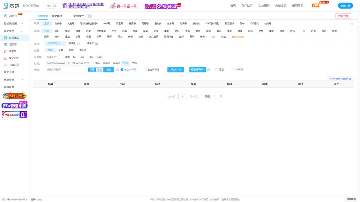 智人AI工具导航 - 易撰 | 自媒体数据分析与内容创作工具