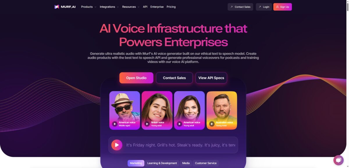 智人AI工具导航 - Murf.ai | 专业AI语音生成器200+声音20+语言