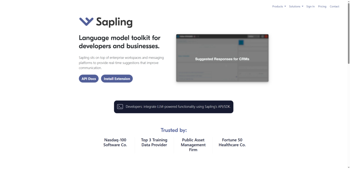 智人AI工具导航 - Sapling AI | 企业级写作助手与AI检测平台