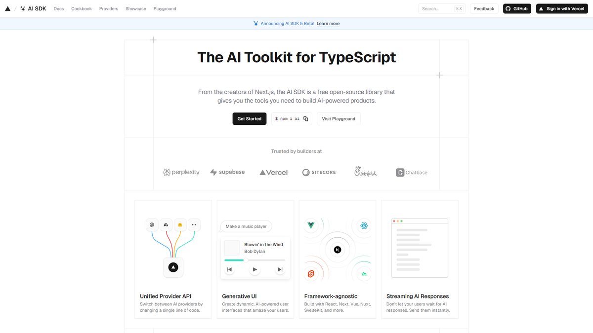 智人AI工具导航 - AI SDK | TypeScript AI开发工具包