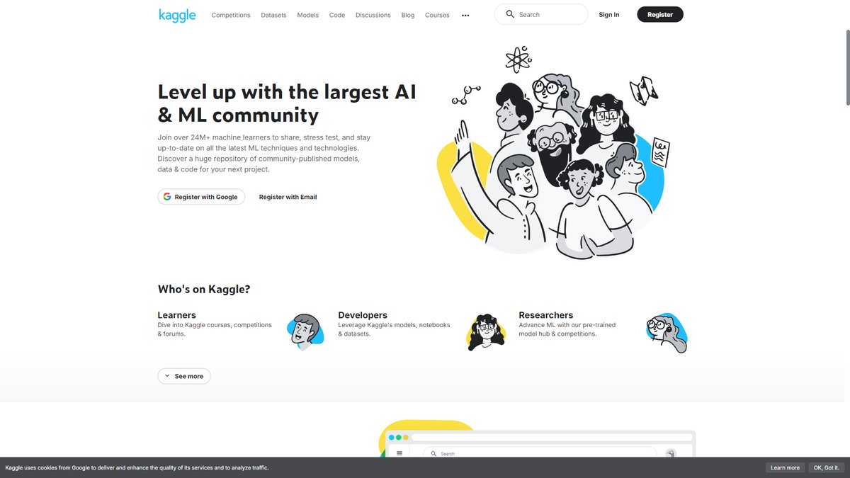 智人AI工具导航 - Kaggle | 全球最大数据科学竞赛社区平台
