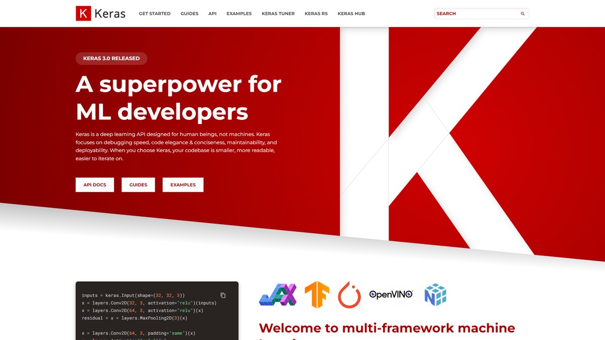 智人AI工具导航 - Keras | 深度学习API框架