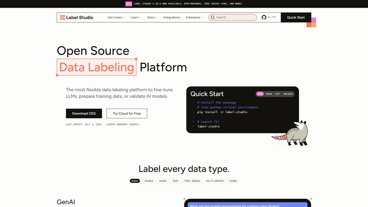 智人AI工具导航 - Label Studio | 开源多模态数据标注平台
