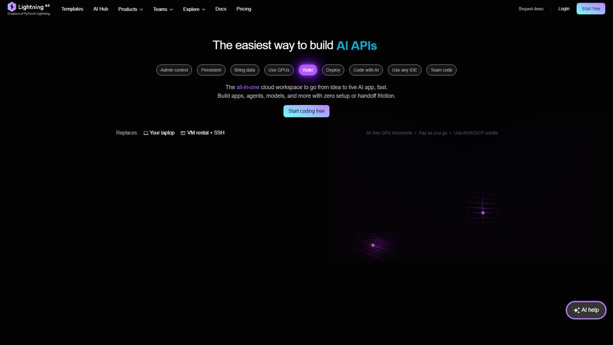 智人AI工具导航 - Lightning AI | 零设置云端AI开发平台