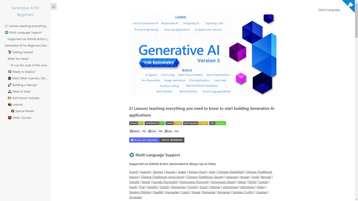 智人AI工具导航 - Microsoft Generative AI for Beginners | 免费生成式AI学习平台