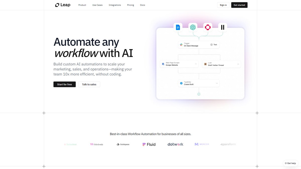智人AI工具导航 - Leap AI | 无代码AI工作流自动化平台