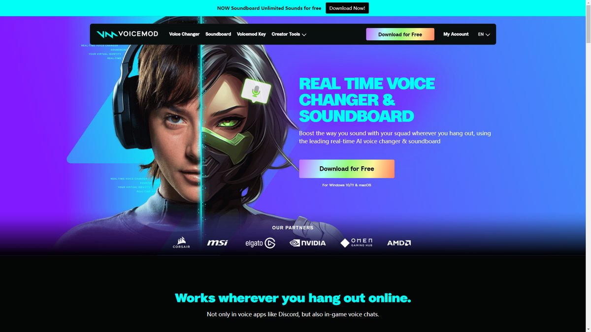 智人AI工具导航 - Voicemod | 免费AI变声器和实时语音变换工具